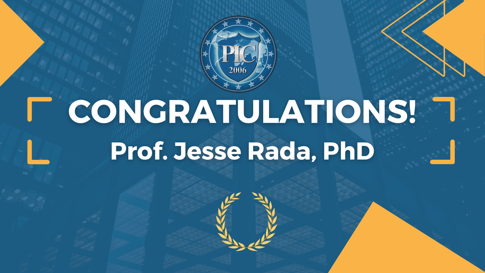 Congratulations to Prof. Jesse Rada PHD